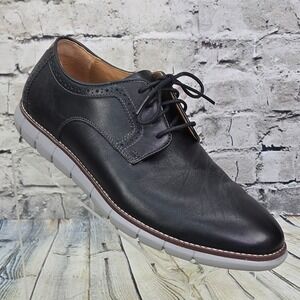 Johnston & Murphy Holden Plain Toe Oxford Men 10 Black Leather Hybrid Dress Shoe